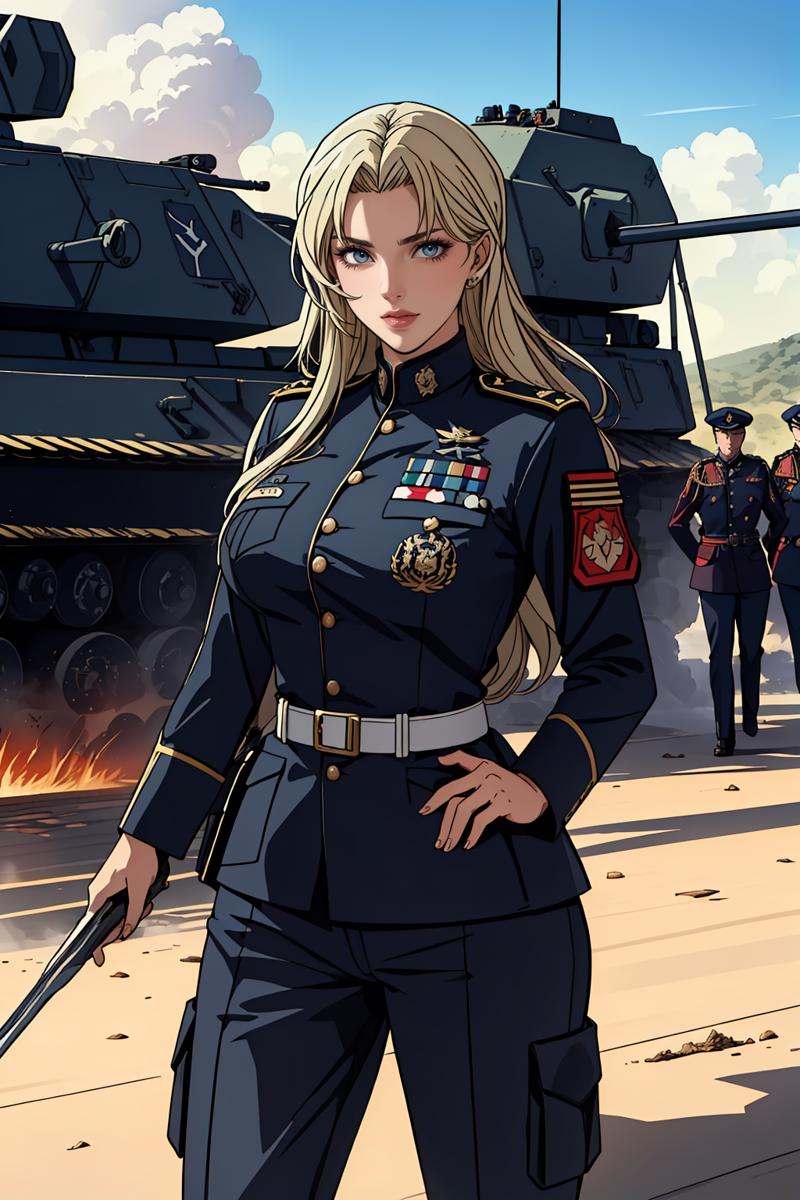 05495-3434723983-Embark on a visual journey through the battlefield as a female soldier takes charge with unwavering confidence. The chaos of war.png